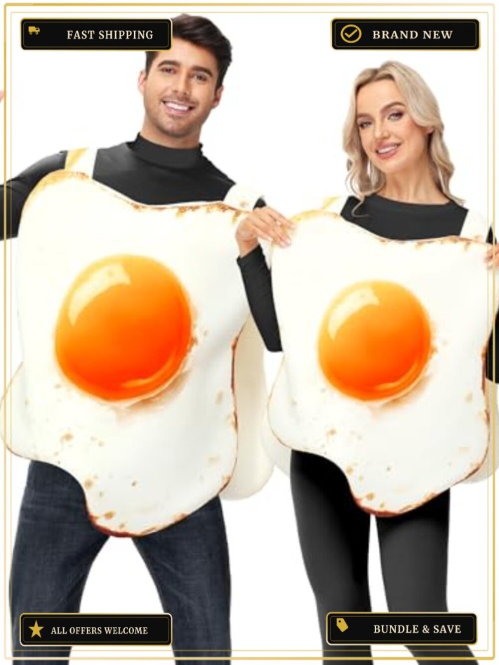 Adult Fried Egg Food Costume Sleeveless Halloween Cosplay Outfit